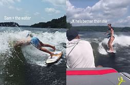 "He's better than me" - Sam Gagner's wife Yelena shares pics from their attempt at surfing