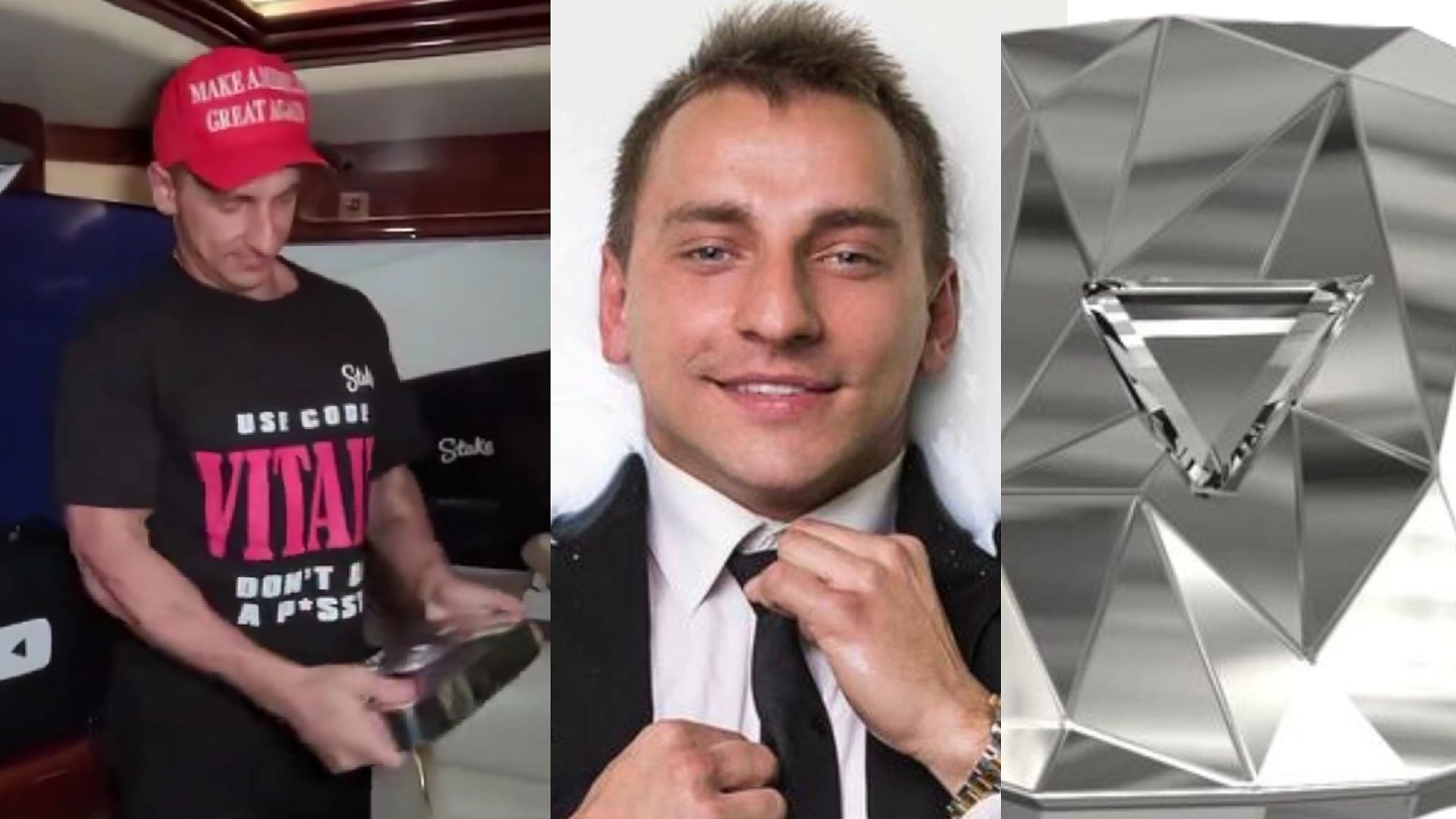 Vitaly finally receives his 10 million subscriber award from YouTube (Images via Vitaly/Kick, VitalyzdTv/YouTube, fandom.com)