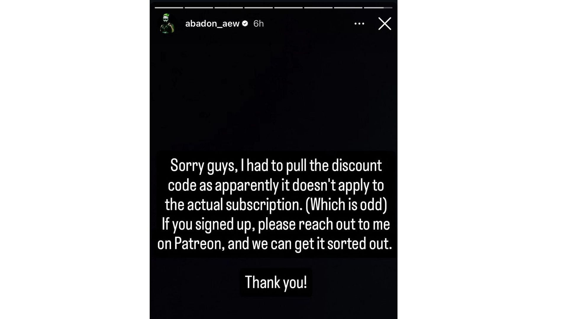 Abadon issued an apology on her Instagram story. [Image credits: Abadon&#039;s official Instagram handle]