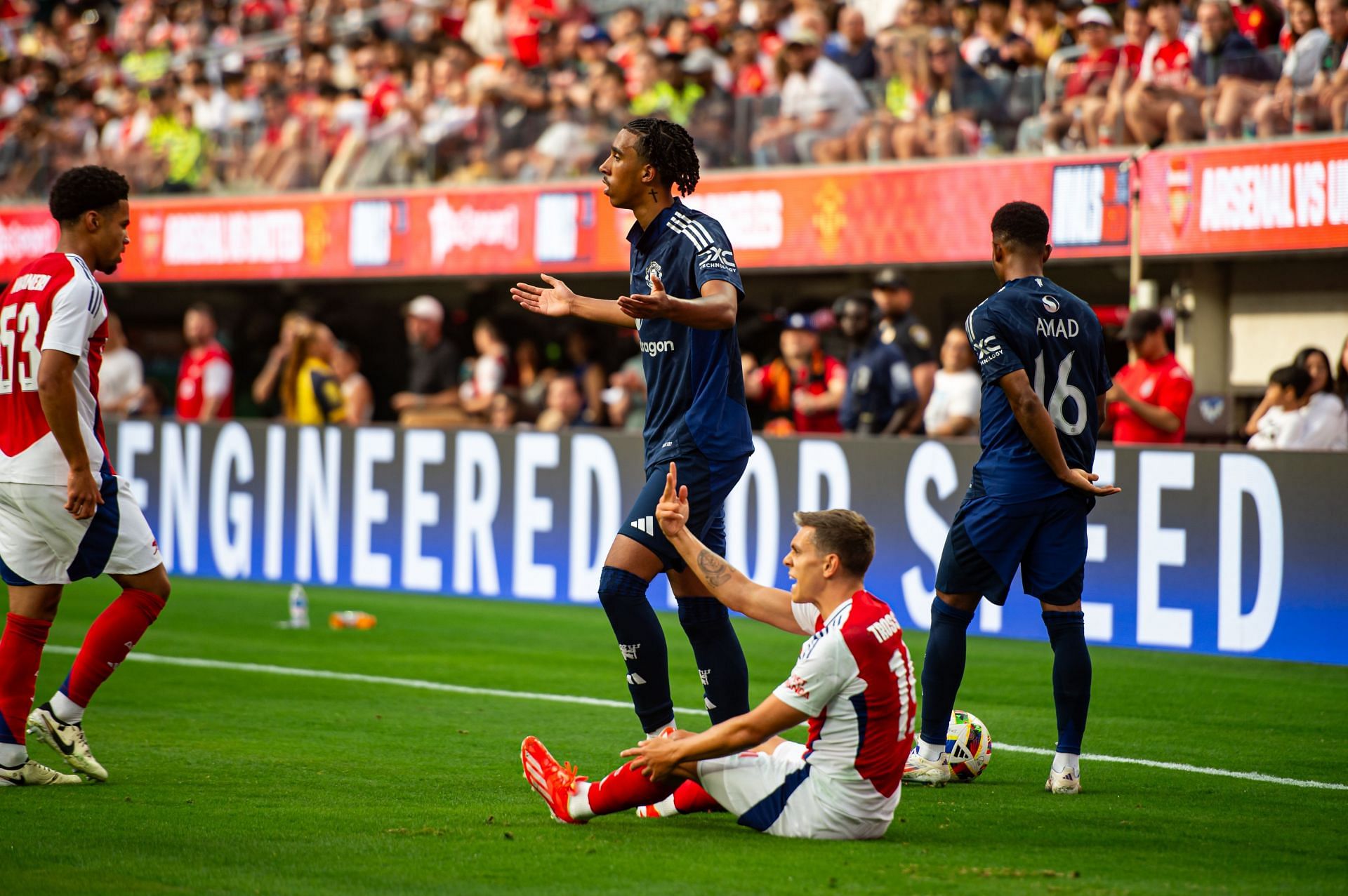 Leny Yoro's injury came against Arsenal in pre-season (Image - Getty)