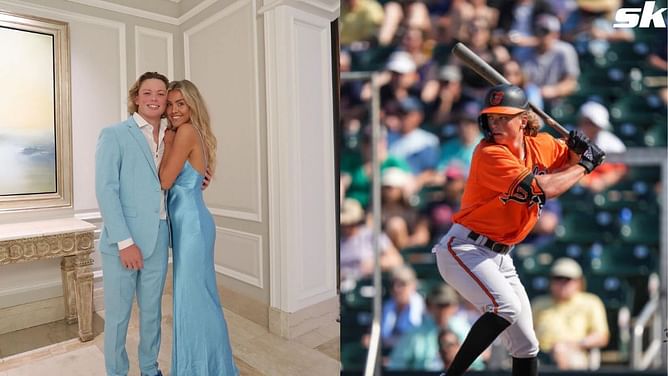 Jackson Holliday's wife Chloe poses at special spot on Eutaw Street where Orioles rookie's first career homer landed