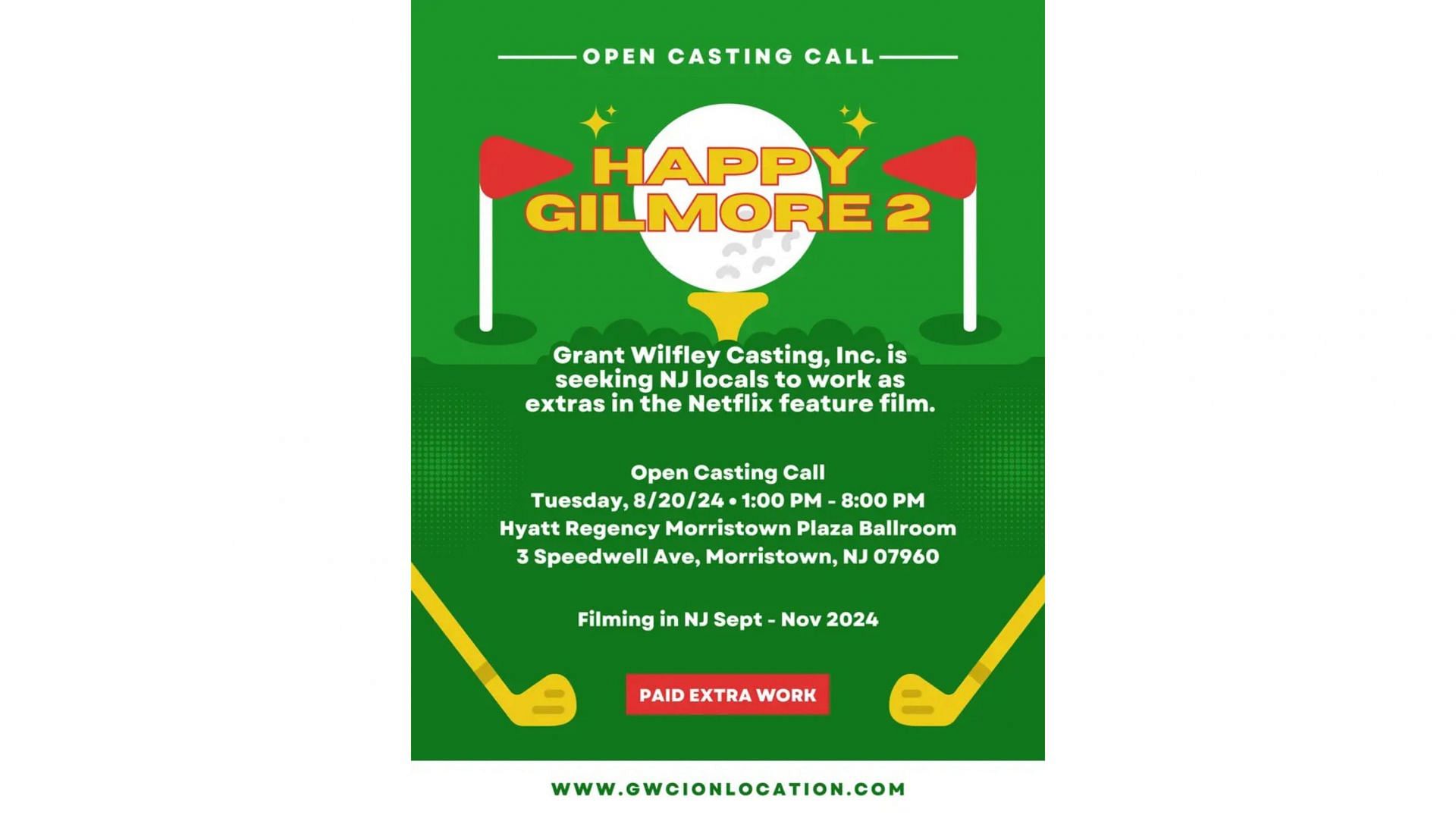 Happy Gilmore 2 casting (Image via GWCIONLOCATION)