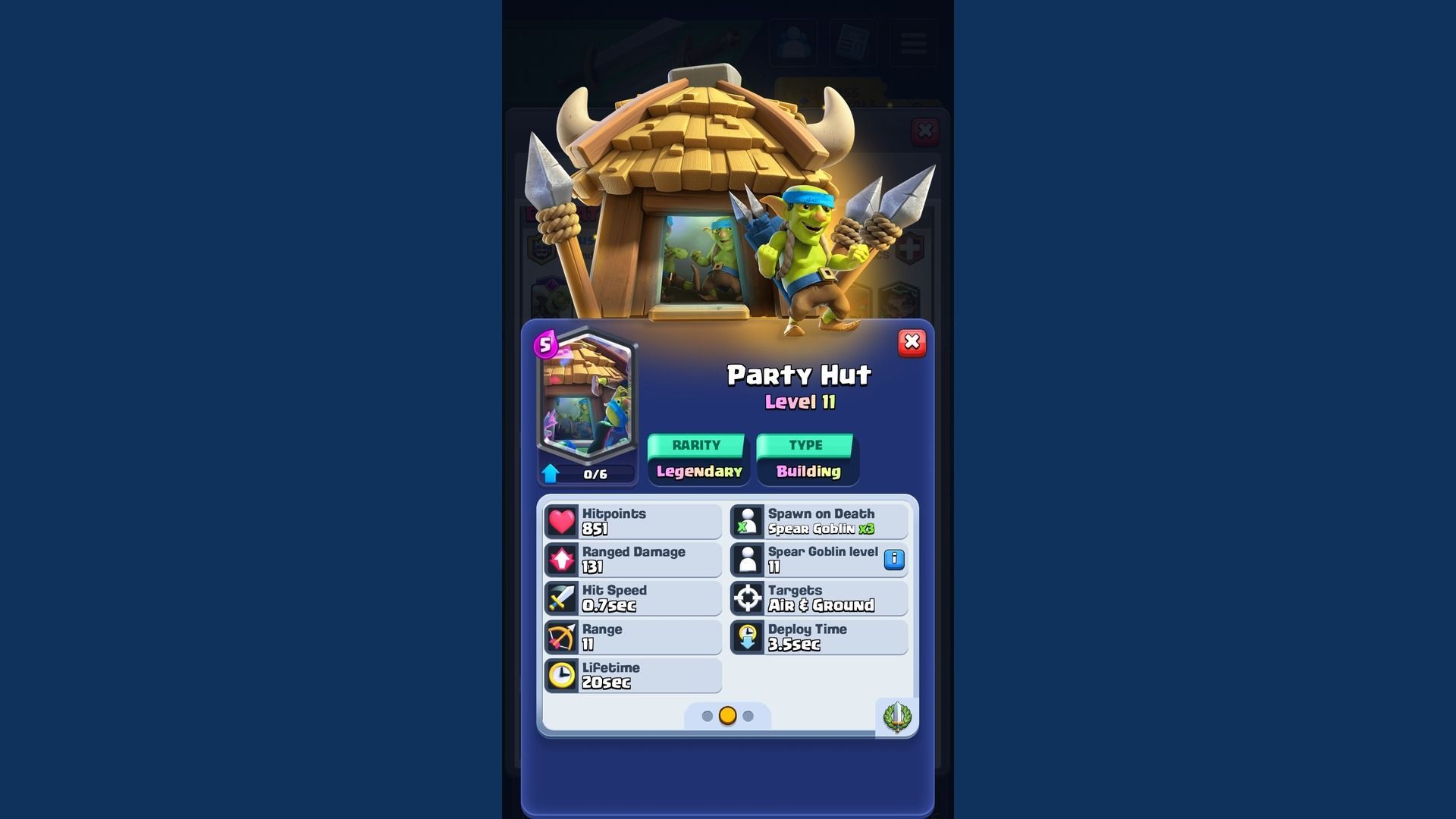 A level 11 Party Hut in Clash Royale (Image via Supercell)