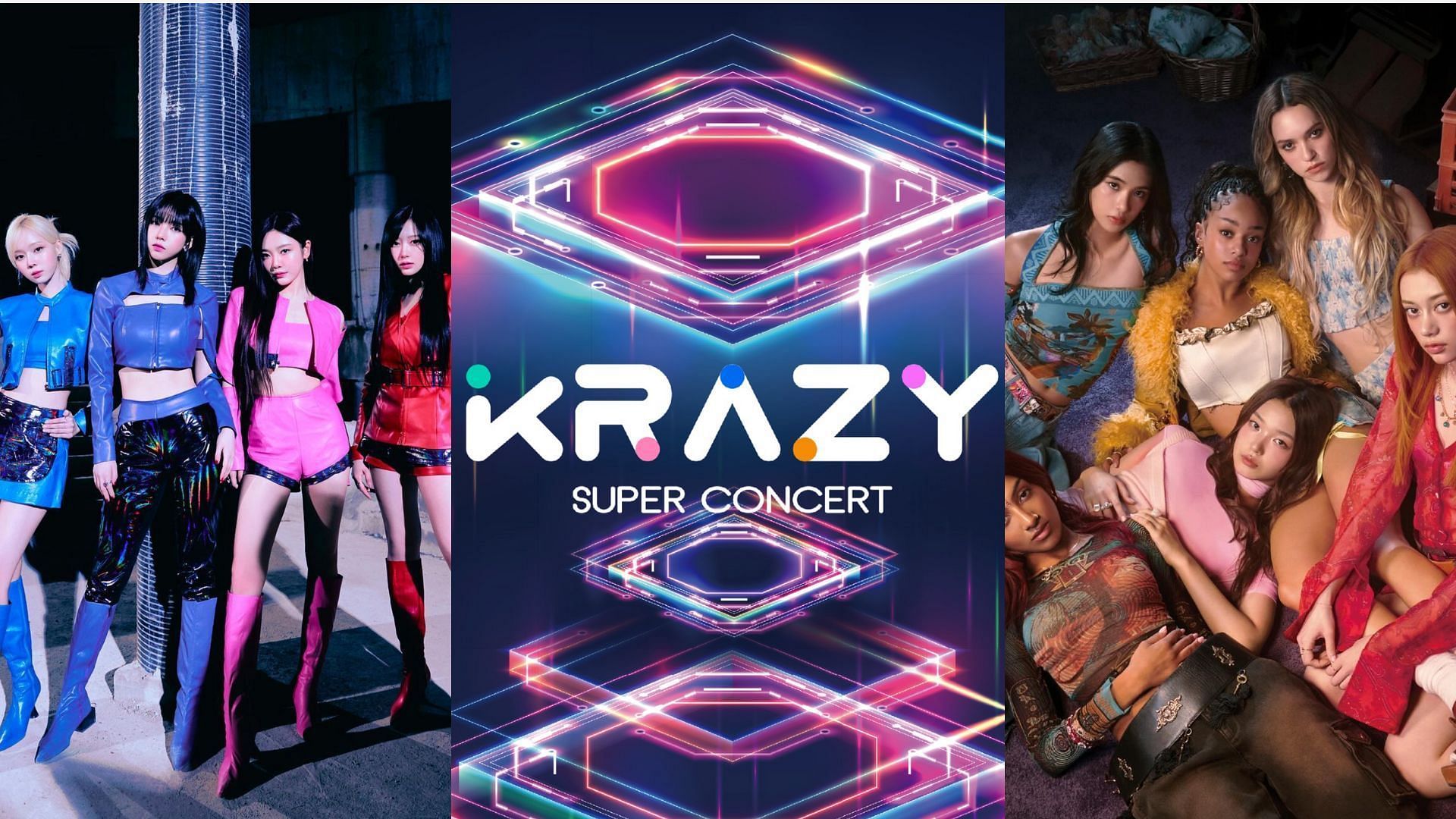 Krazy Super Concet, Aespa, and Katseye (Image via Instagram/@katseyeworld, @aespa_official, @krazysuperconcert)