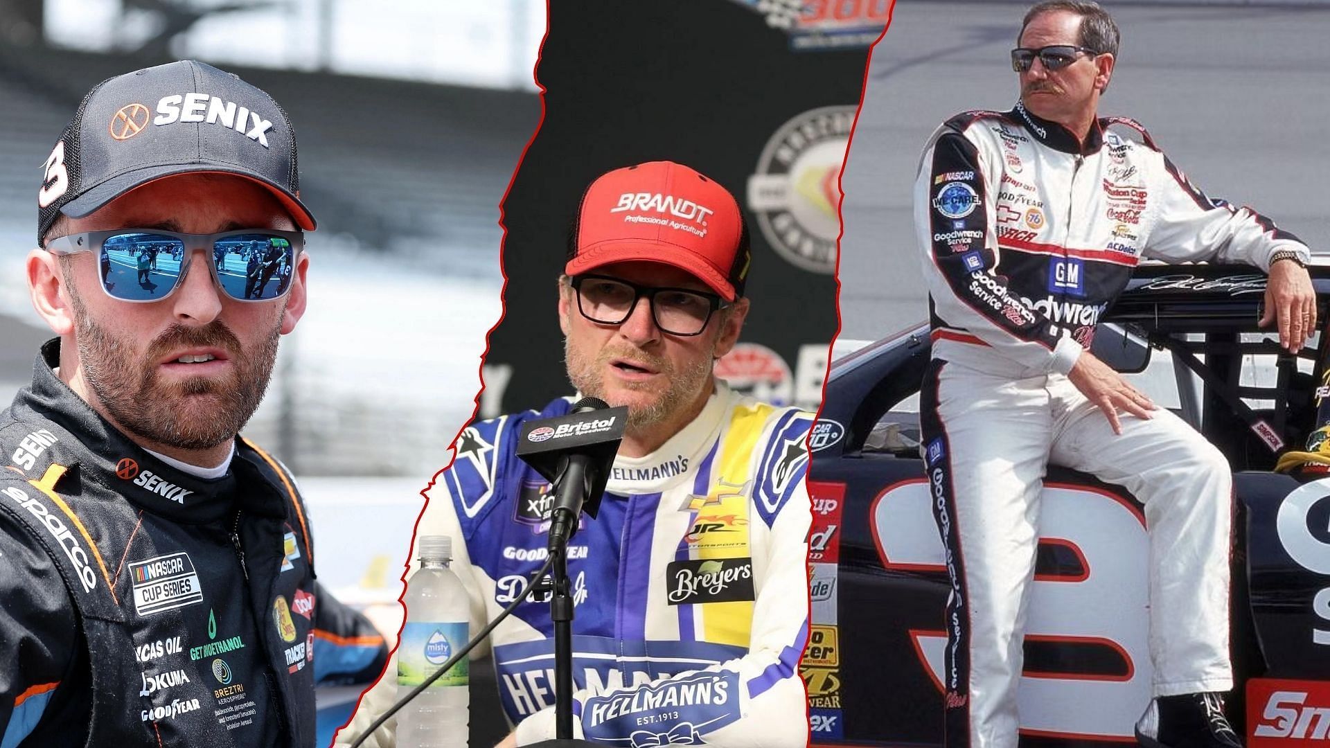 Dale Earnhardt Jr. (center) gives his take on similarities in his Dale Sr.