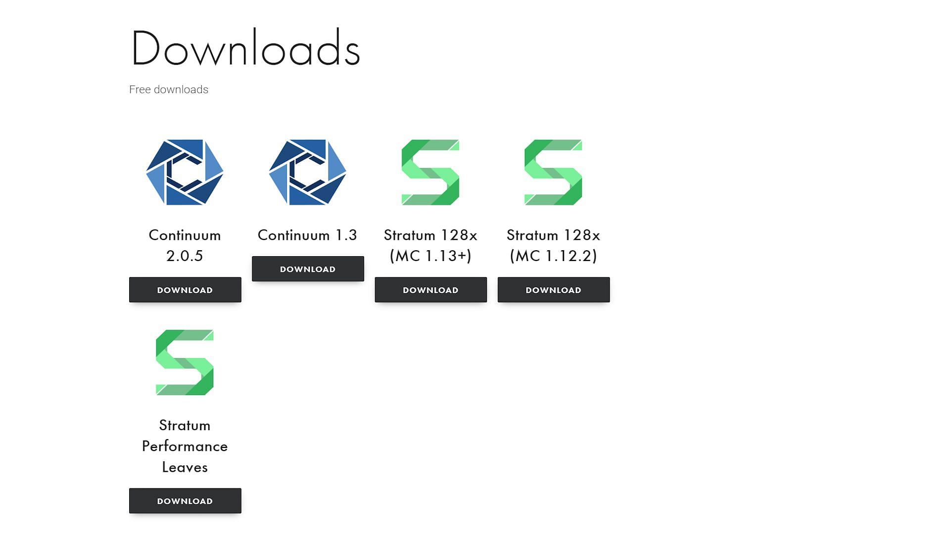 Continuum Shader&#039;s official download page (Image via Continuum Graphics)