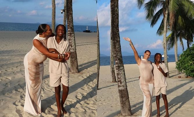 Kentavious Caldwell-Pope's pregnant wife McKenzie races her son on Vietnam beach after 'hot sand' joke