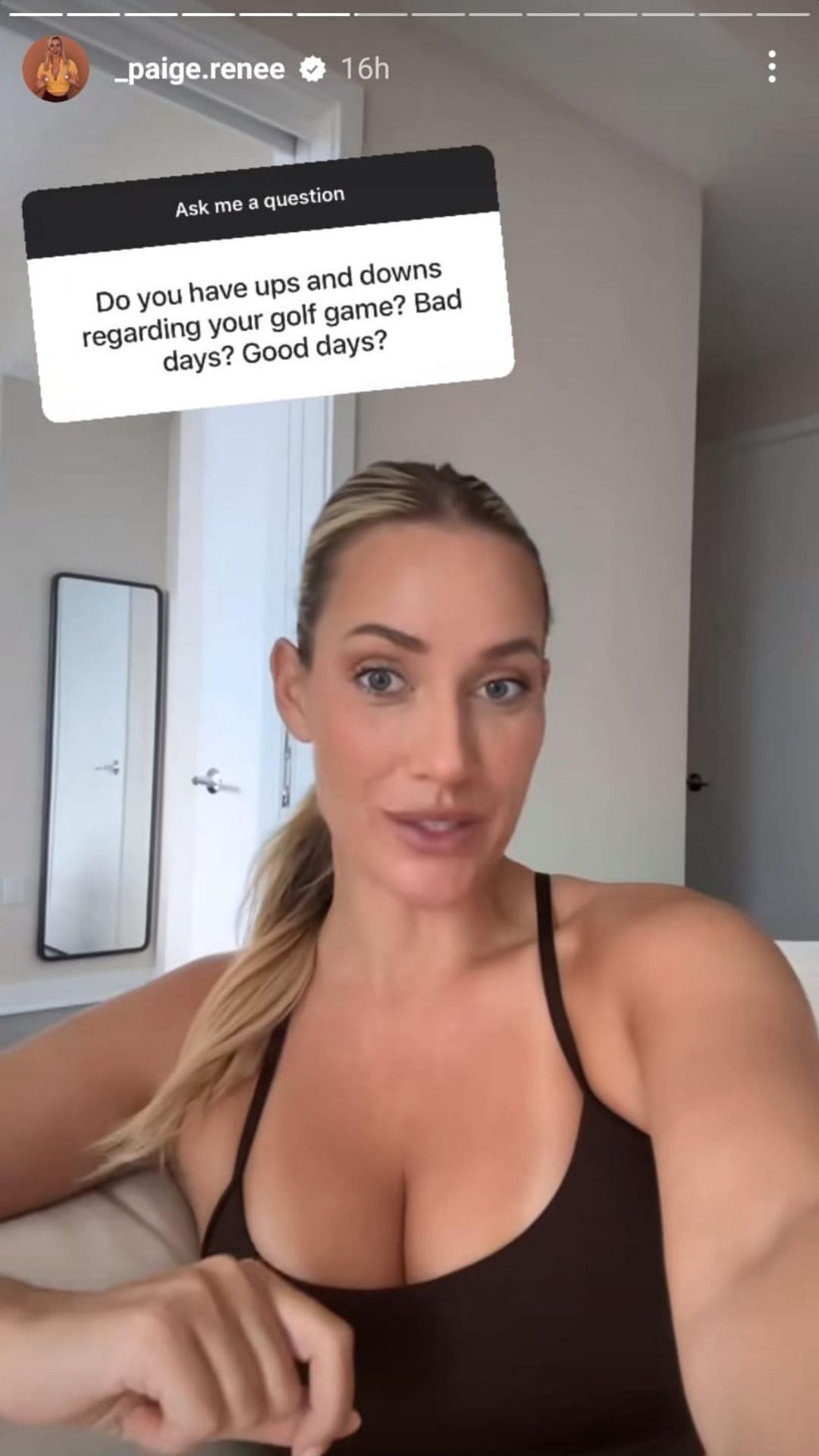 A snippet of Paige Spiranac&#039;s Instagram Story in which she spoke about ups and downs in golf [Image Credits: Instagram - _paige.reene]