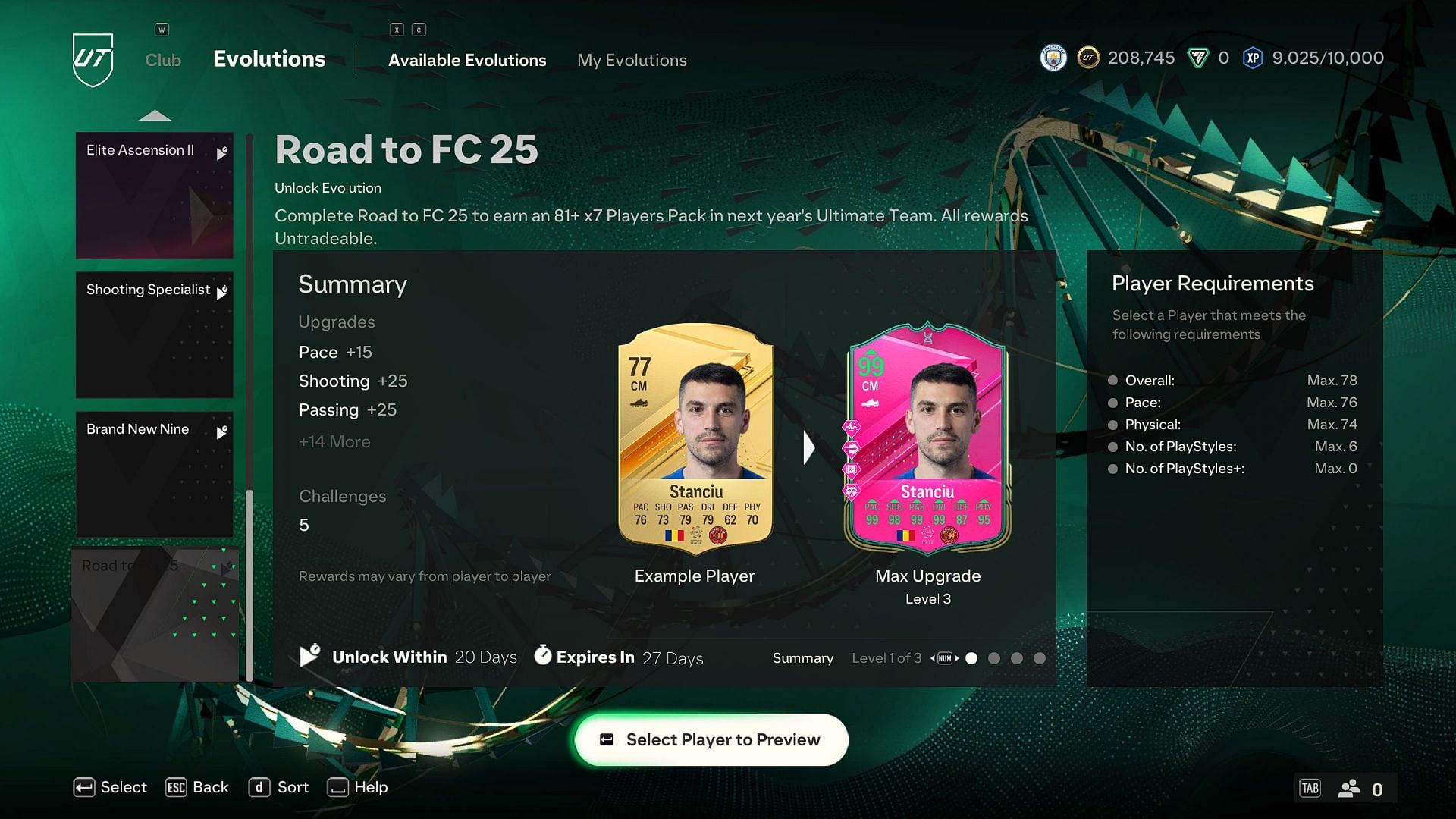 Road to FC 25 evolution requirements (Image via EA)