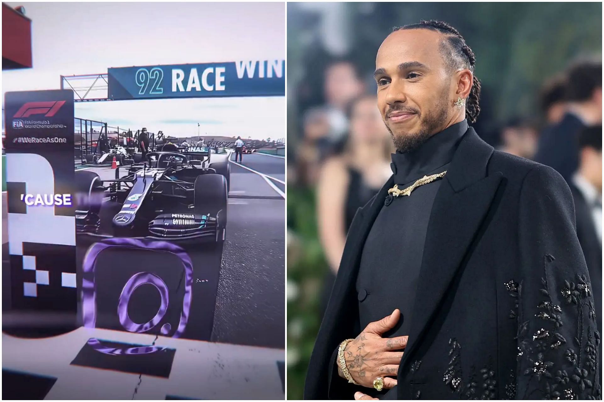 Lewis Hamilton reacts to fan-edit of his glory days in F1 (Image via Instagram || Getty)