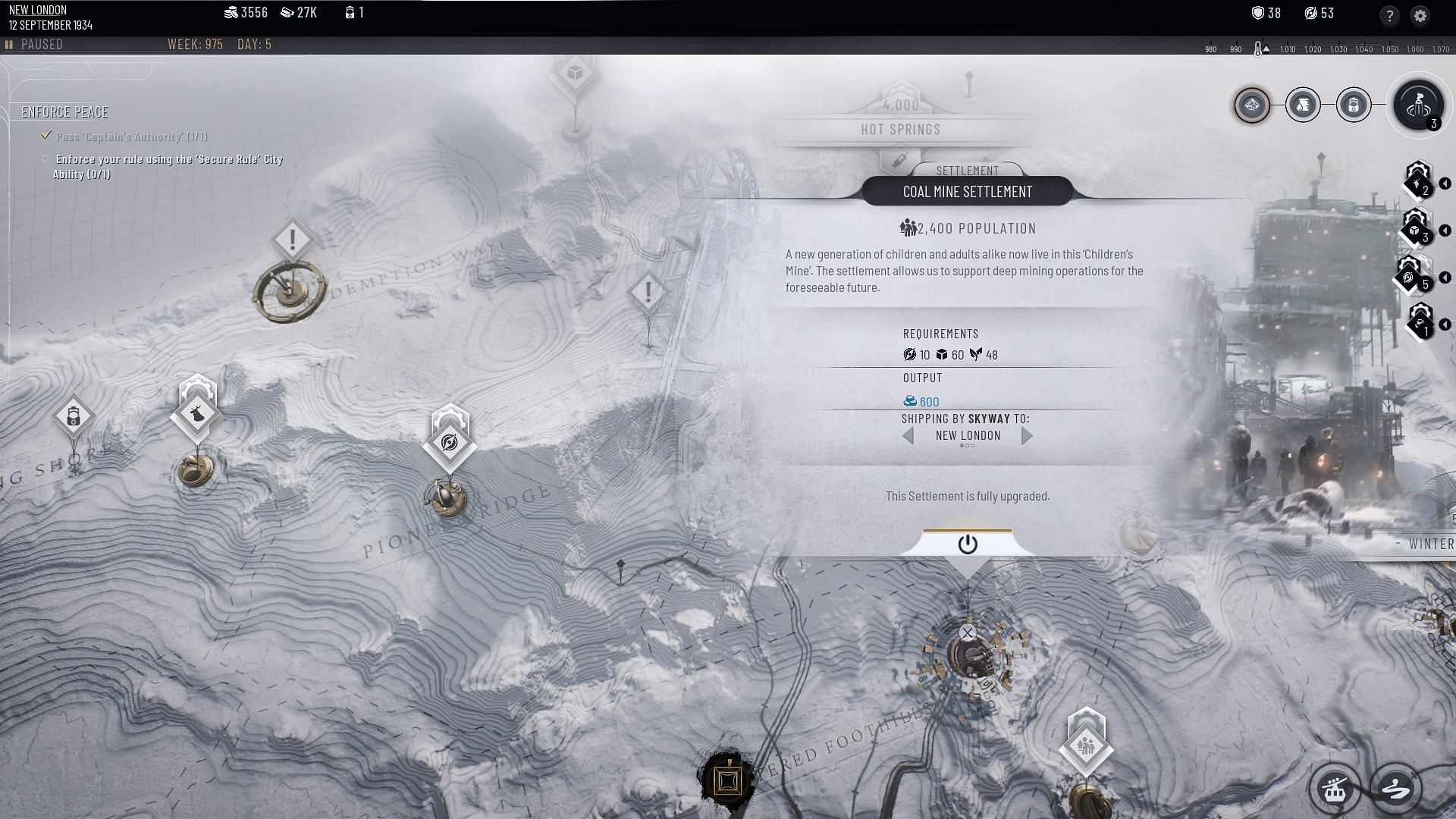 Settlements can help produce more Coal in Frostpunk 2 (Image via 11 bit studios)