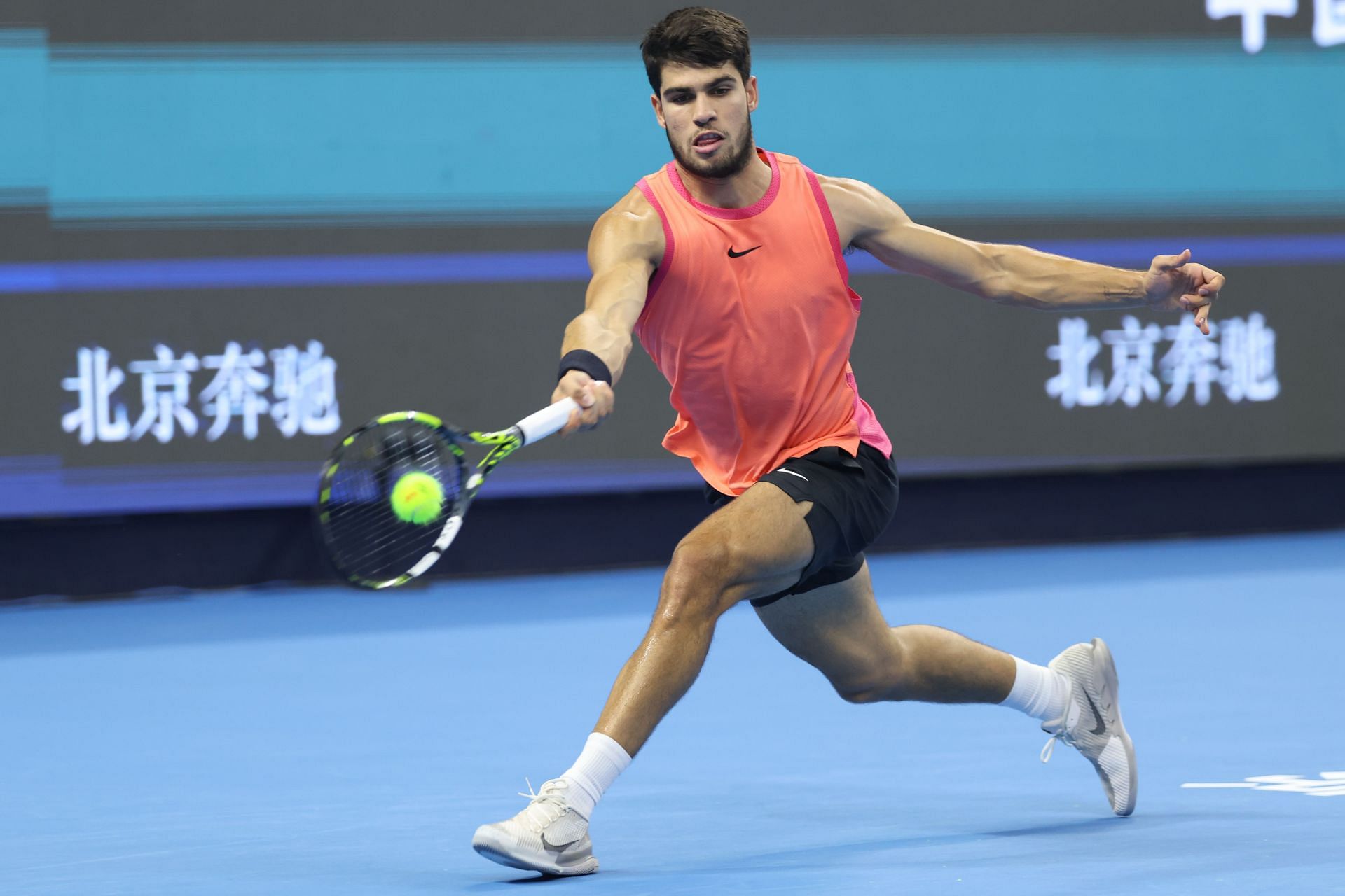 Carlos Alcaraz in action at the 2024 China Open (Picture: Getty)