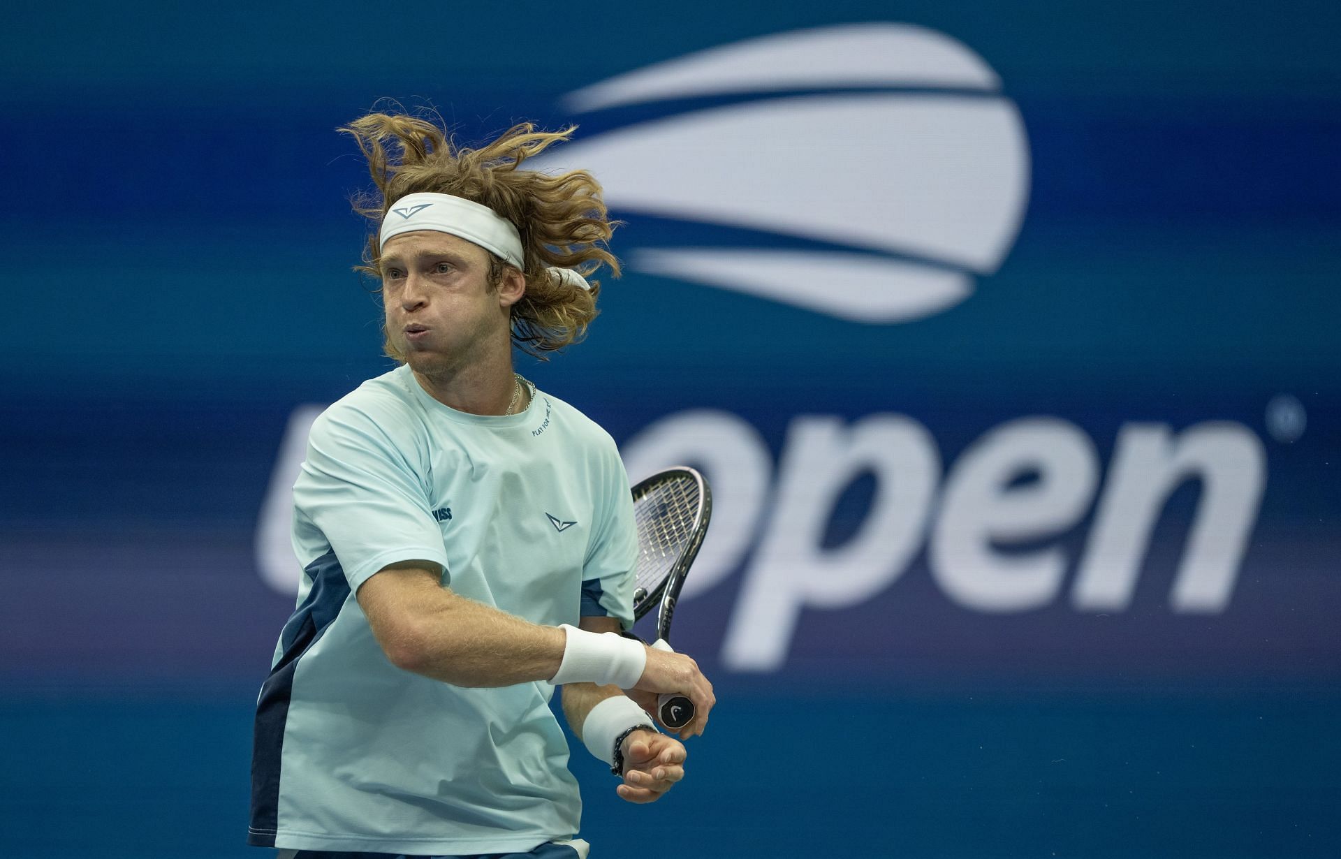 Andrey Rublev in action at the US Open (Source: Getty)