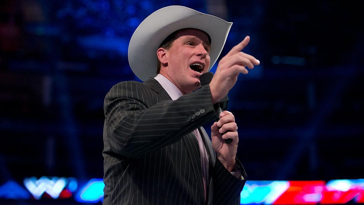 Hall of Famer JBL cuttting a promo. [Image via WWE.com]