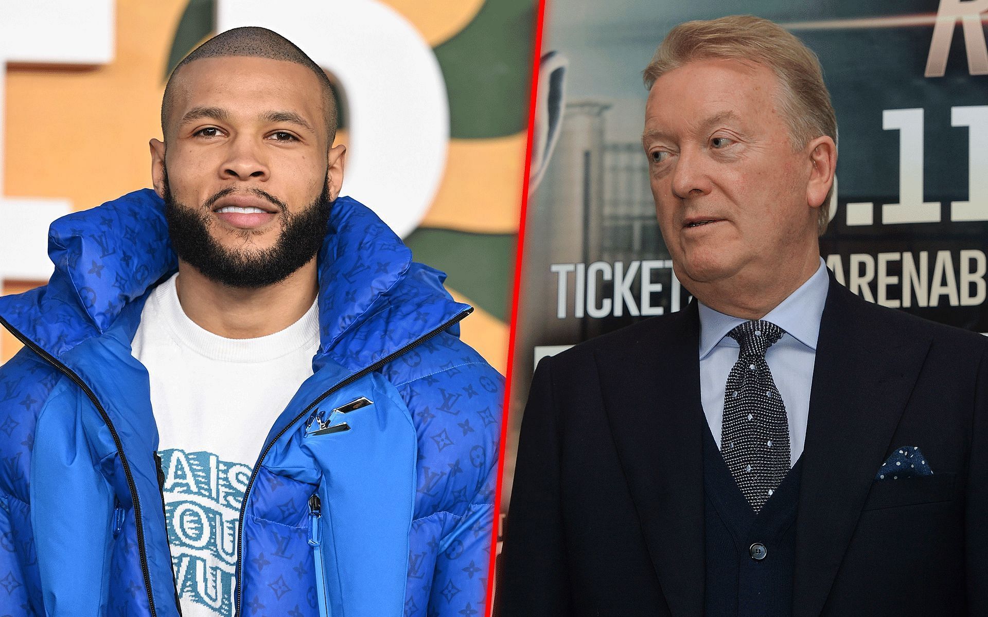 Chris Eubank Jr. (left) apologizes to Frank Warren (right). [Images courtesy: Getty]