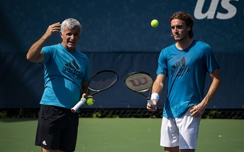 Stefanos Tsitsipas with his father Apostolos (Source: Getty)