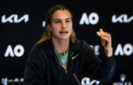 Aryna Sabalenka during a press conference at the 2023 Australian Open (Source: Getty)