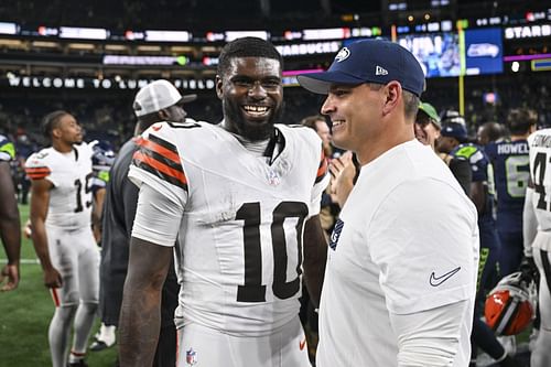 Tyler Huntley, left, during Cleveland Browns v Seattle Seahawks - Source: Getty