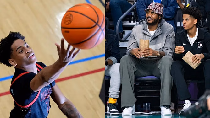 "Fight on?": Carmelo Anthony and La La's son Kiyan Anthony dons USC Trojans jersey as part of official visit