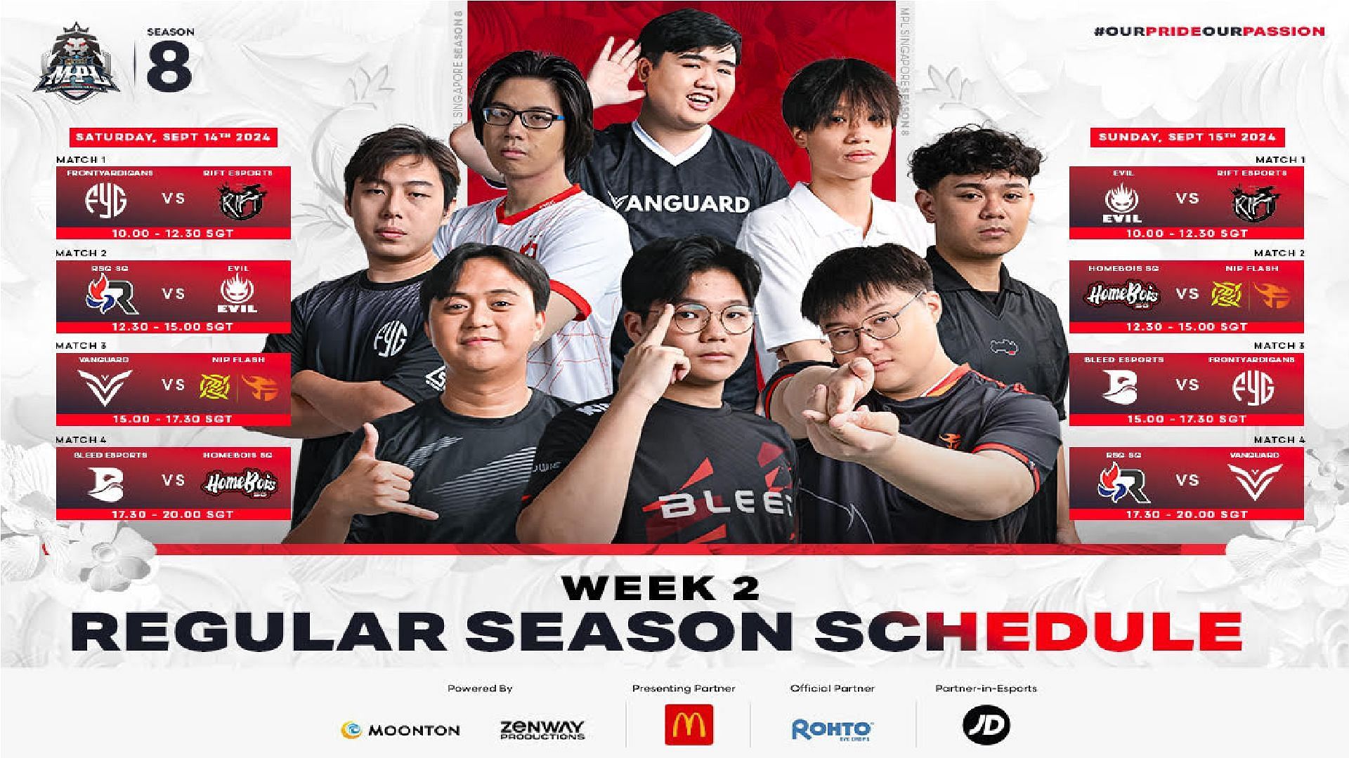 MPL Singapore Season 8 Week 2 fixtures (Image via Moonton Games)