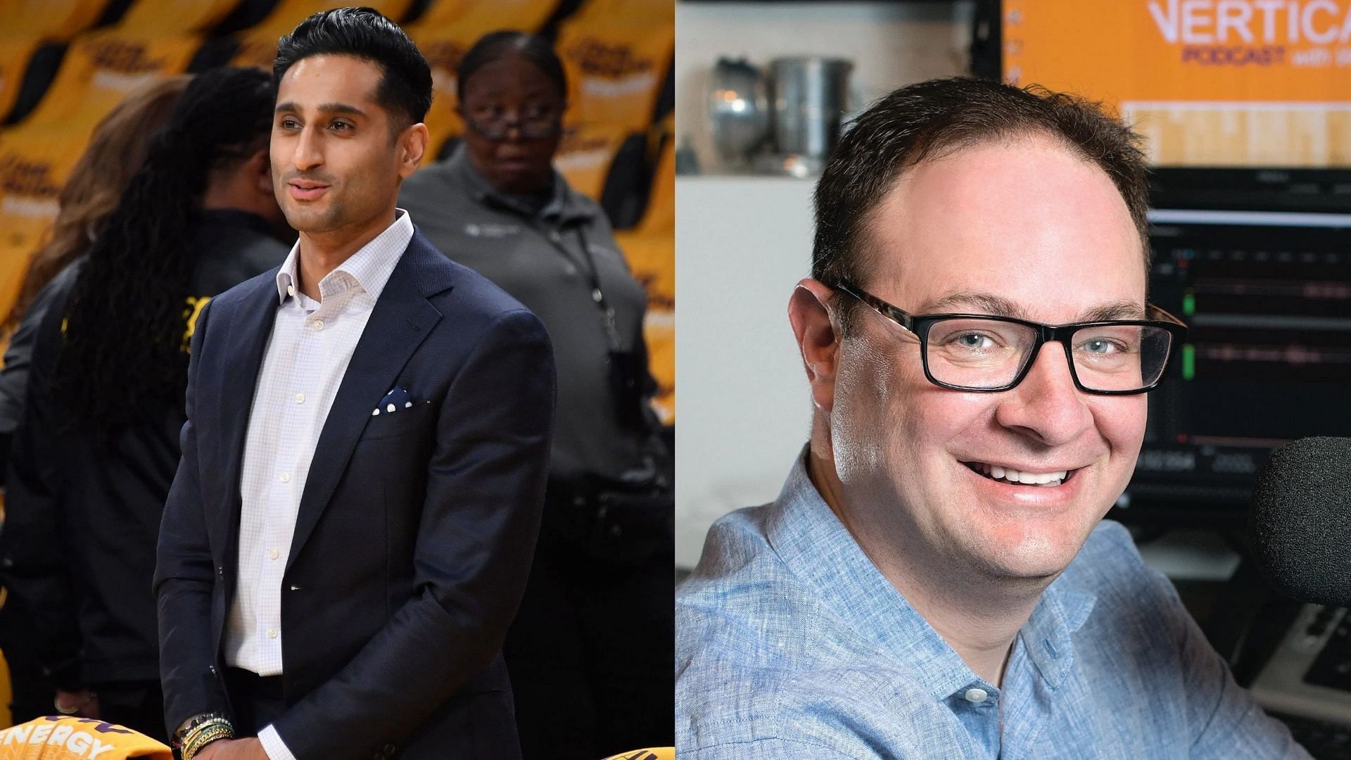 NBA fans react to reports that Shams Charania would rather join an ESPN rival (Photo credits: Image of Charania via GETTY, image of Woj via IMAGN)