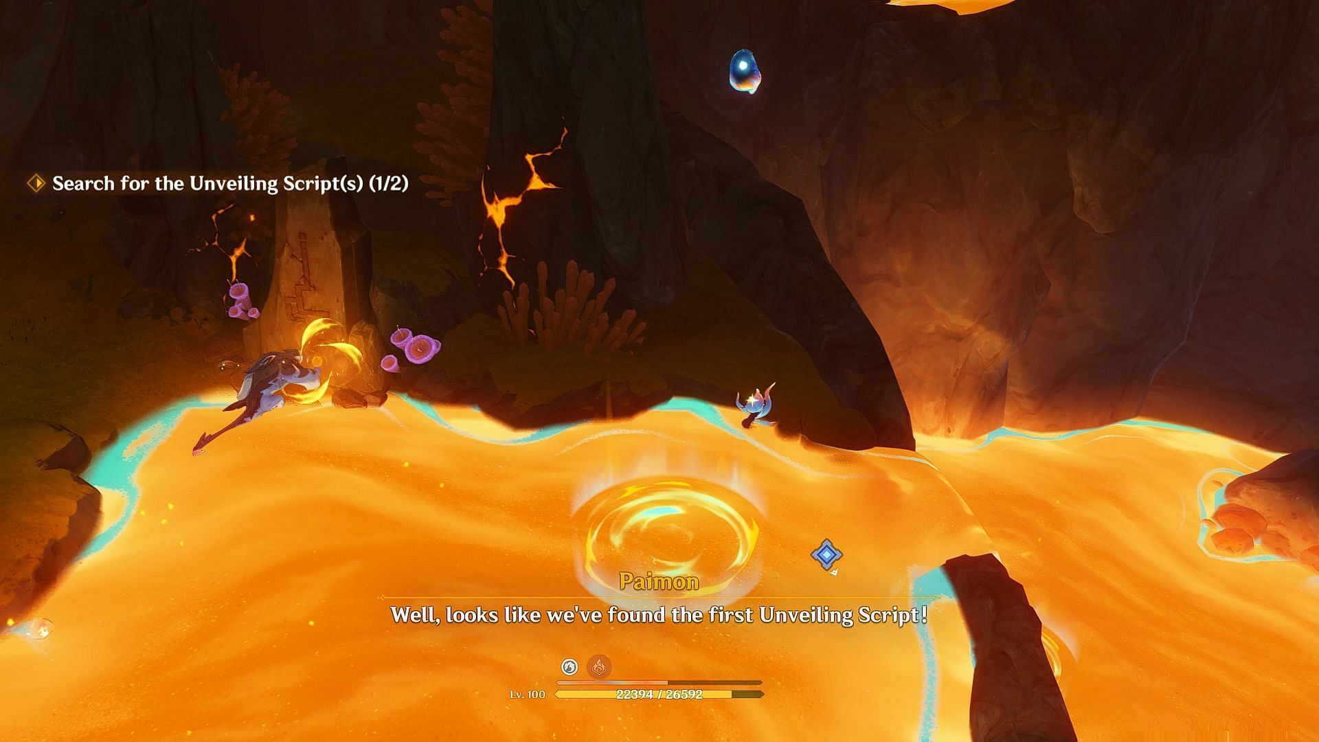 Inside the underground lava lake area (Image via HoYoverse)