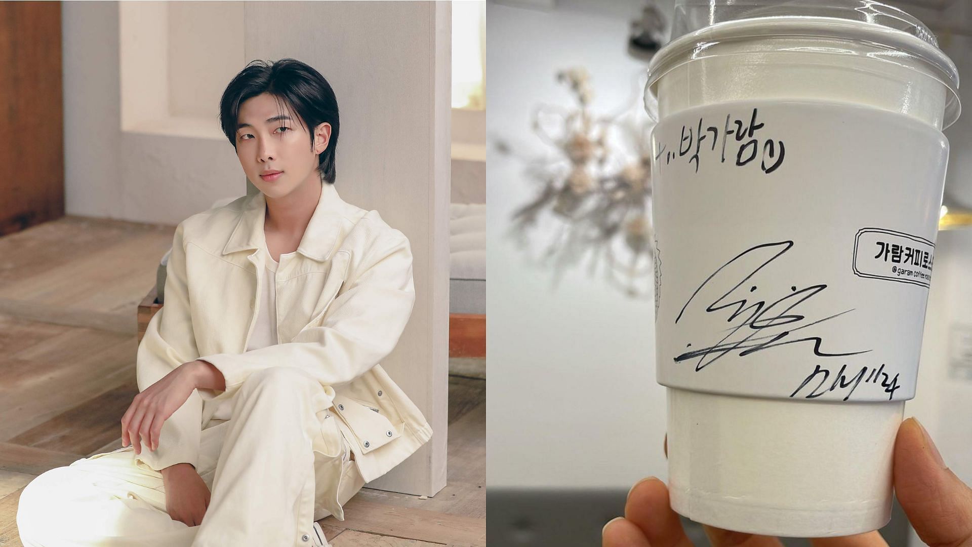 RM delights a cafe owner (Images via Weverse and Instagram/garamcoffeeroasters)