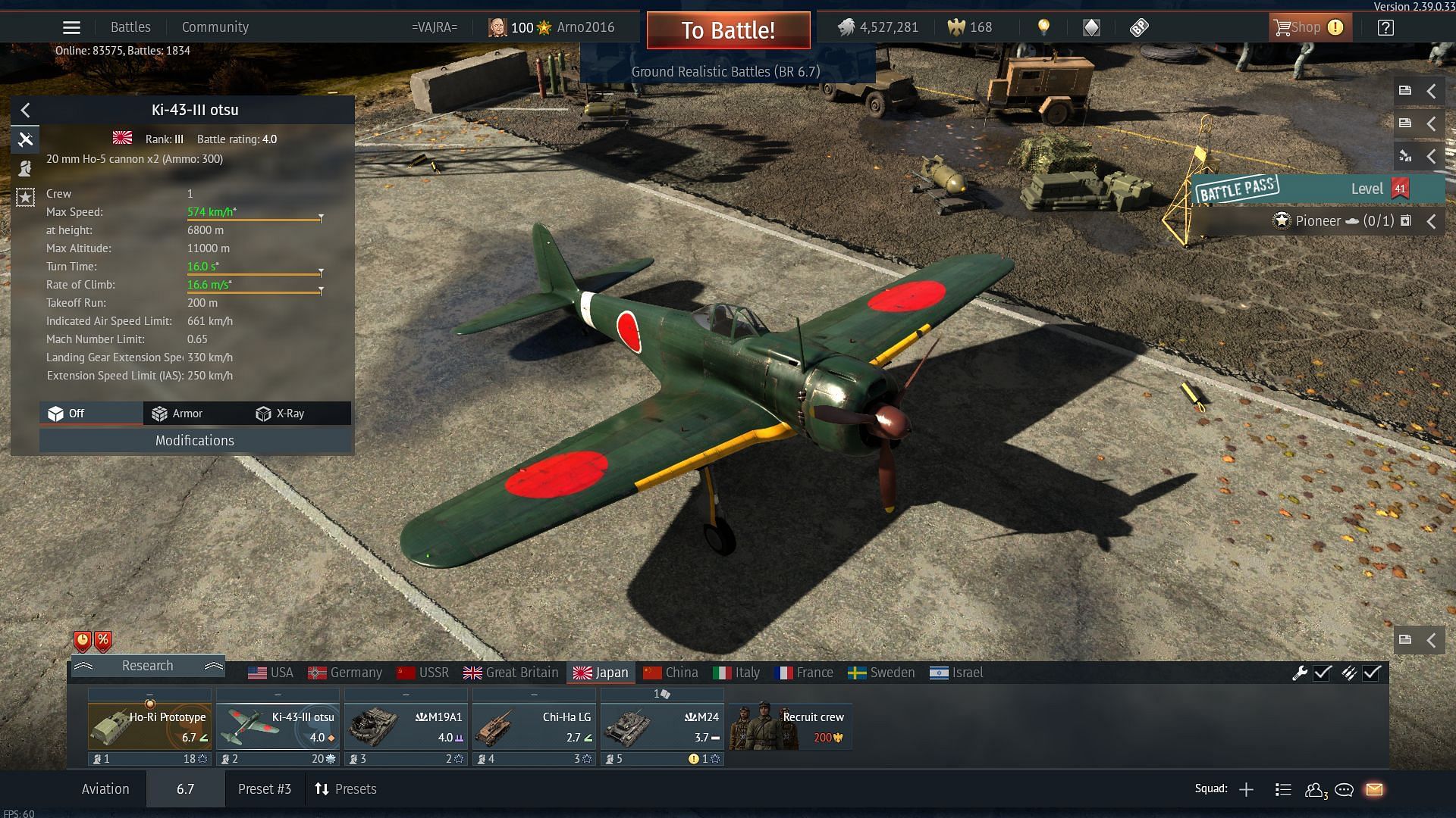 The Ki-43-III otsu is one of the best planes at BR 4.0 (Image via Gaijin Entertainment)