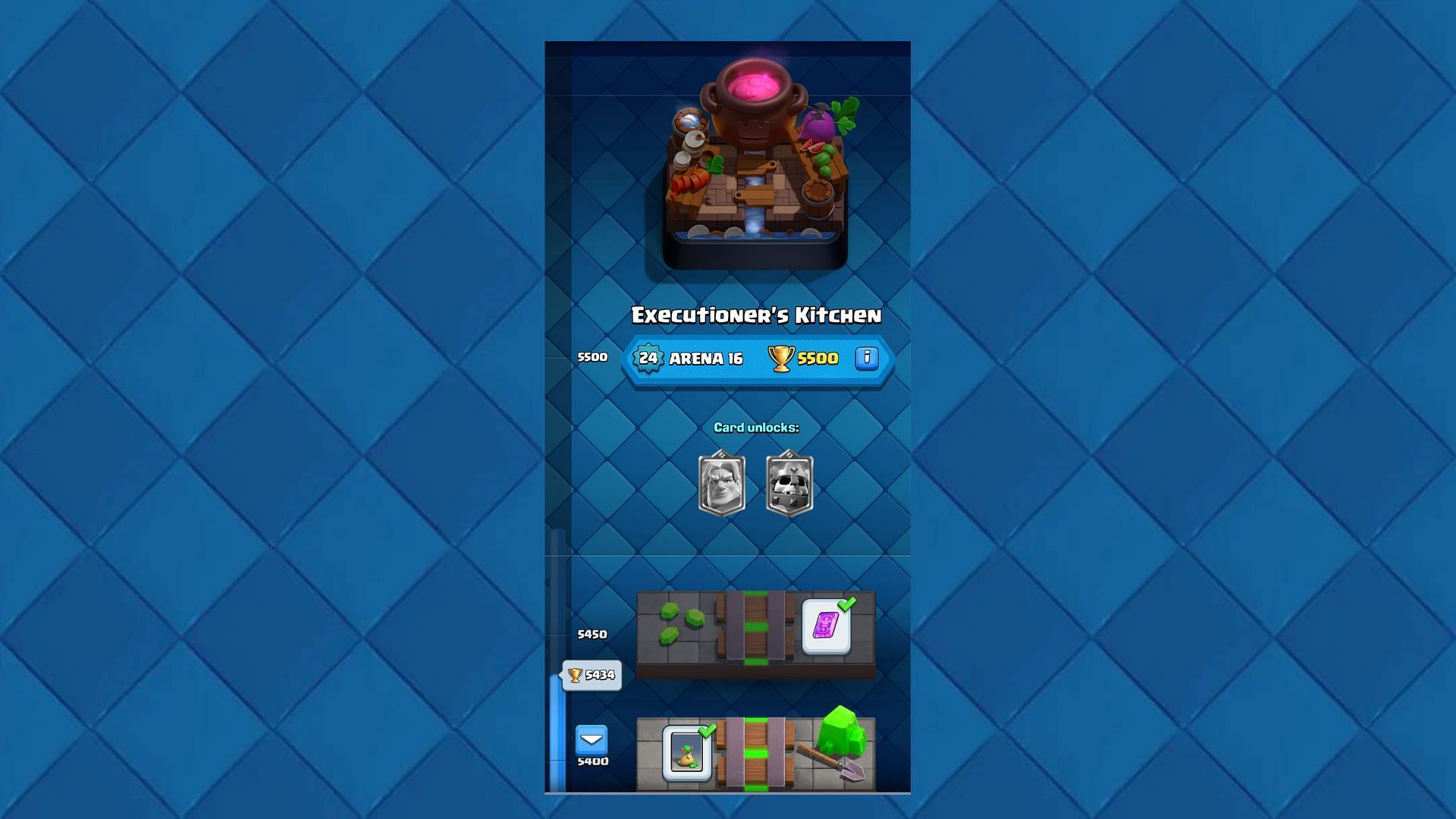 Click on your Clash Royale Arena to see the trophy requirement for the next one (Image via Supercell)