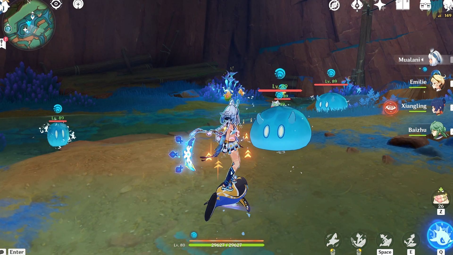 Defeat the group of Hydro slimes (Image via HoYoverse)