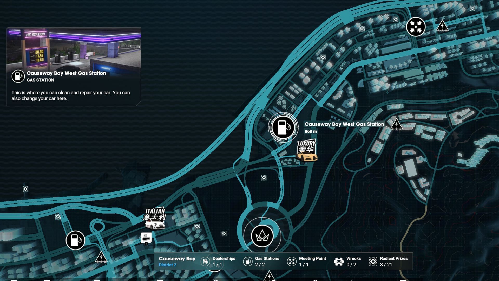 A Gas Station location on the map (Image via Nacon)