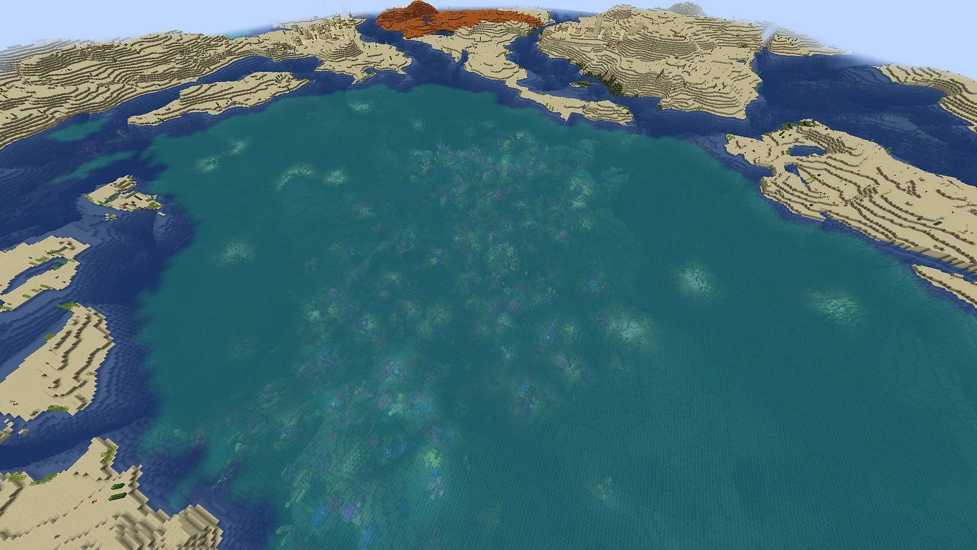 This Minecraft seed’s coral-filled lake has a few secrets (Image via Mojang)