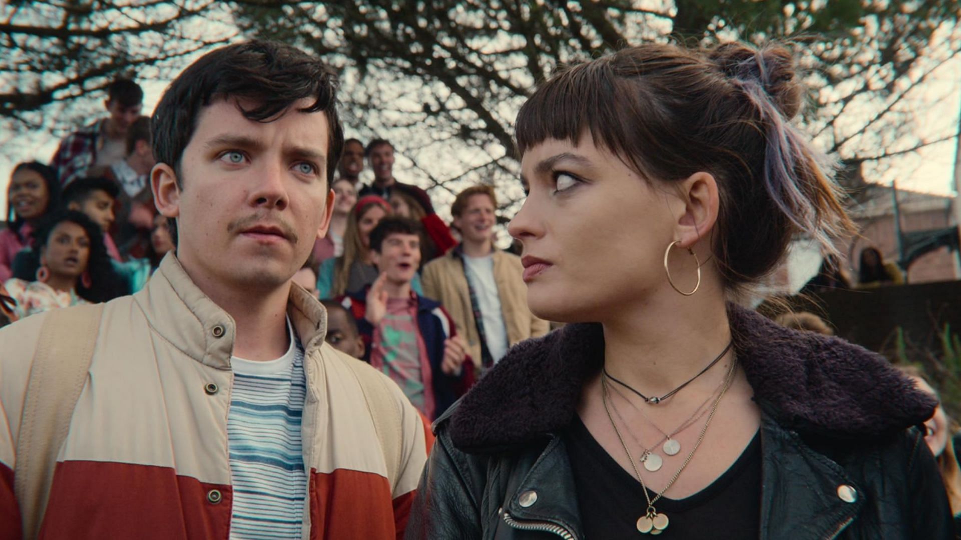 Asa Butterfield and Emma Mackey in Sex Education (Image via Netflix)