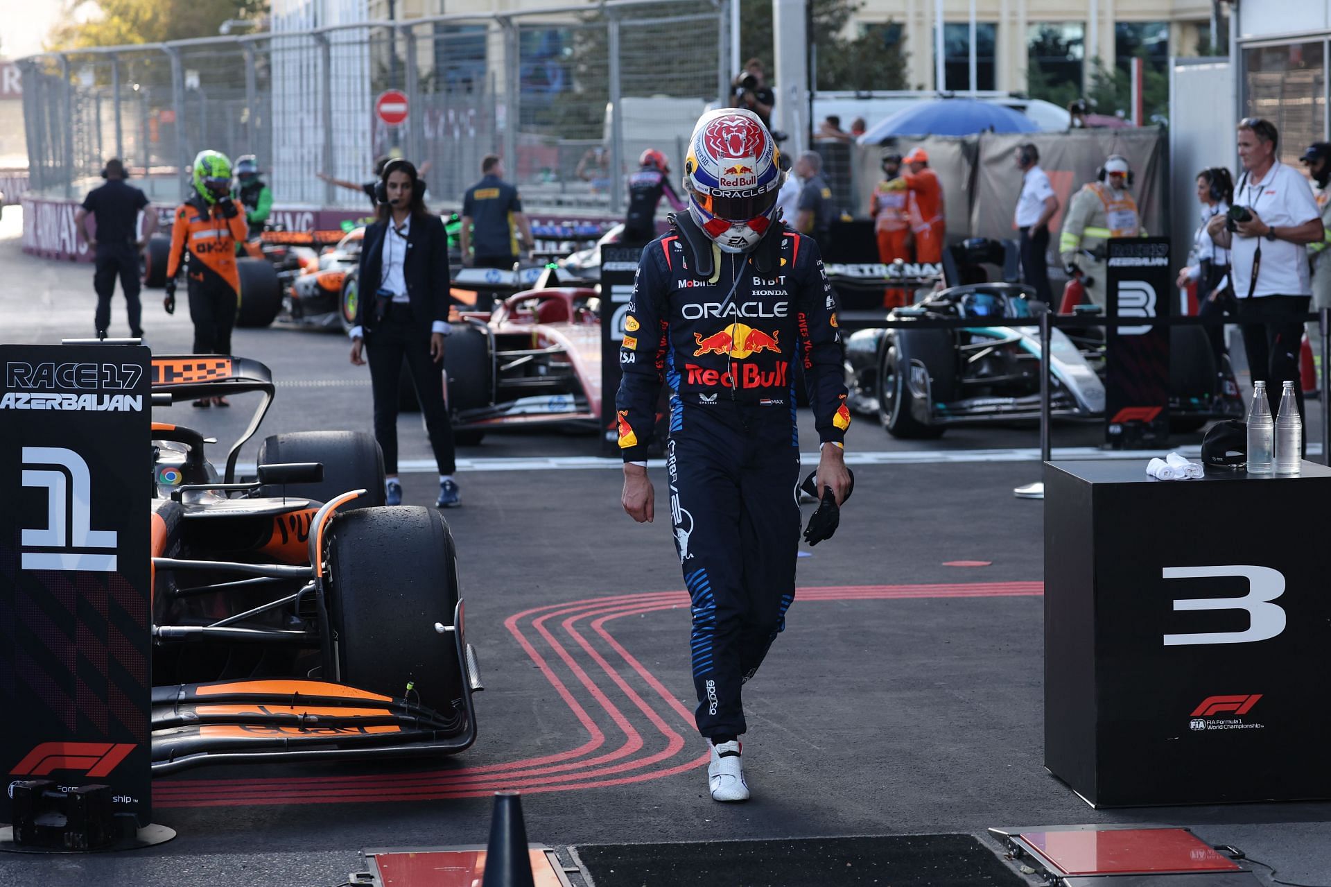 Max Verstappen after the Formula 1 Grand Prix of Azerbaijan at Baku City Circuit in Baku, Azerbaijan on September 15, 2024. (Photo by Jakub Porzycki/NurPhoto via Getty Images)