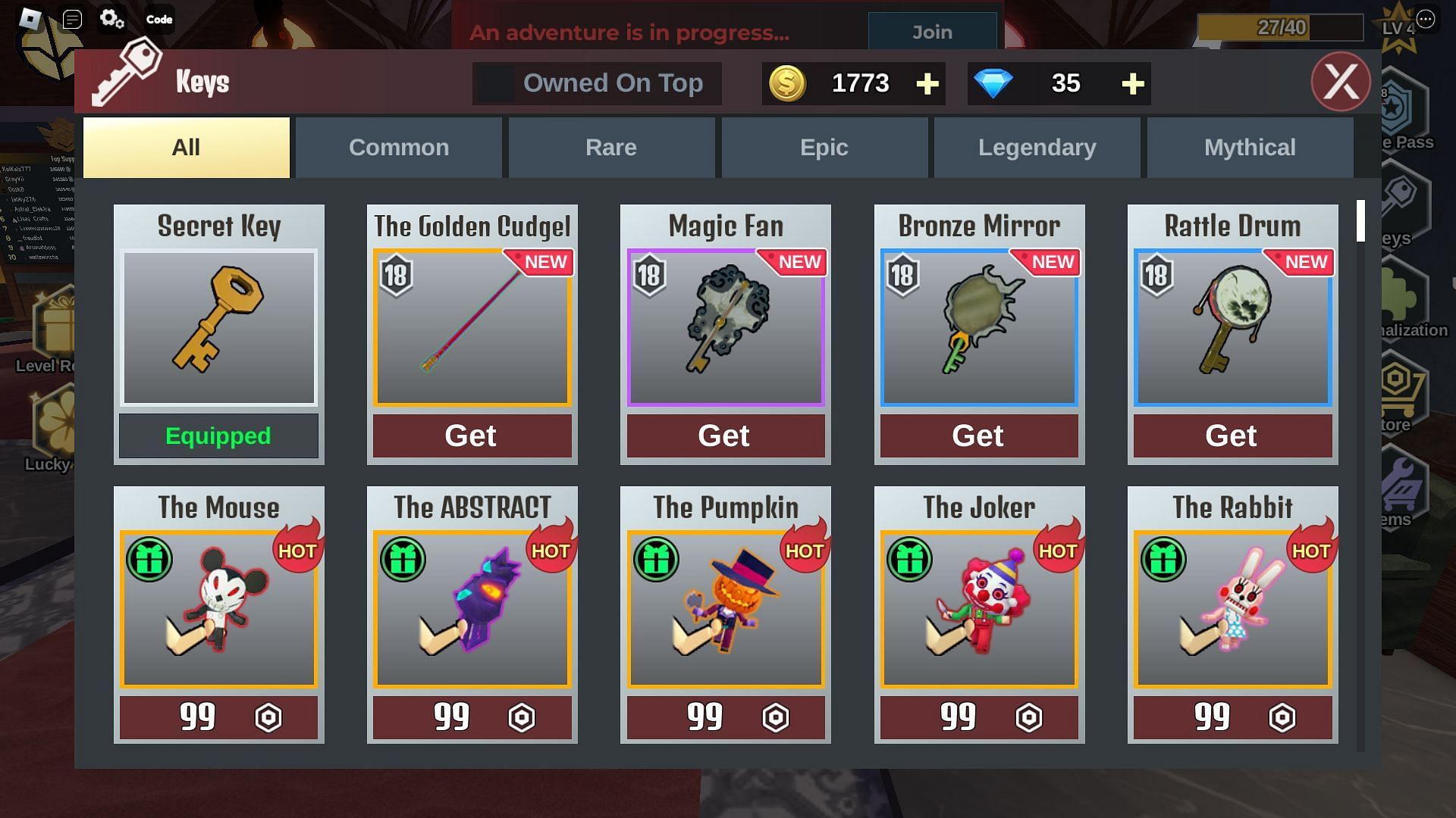 The new key items (Image via Roblox)