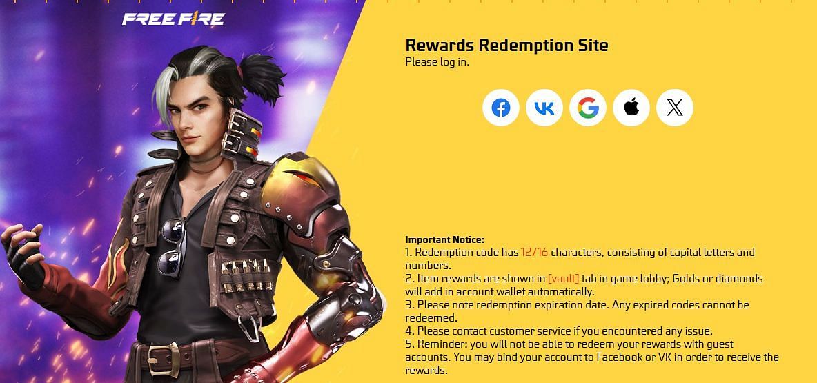 रिडीम कोड (Image via reward.ff.garena.com)