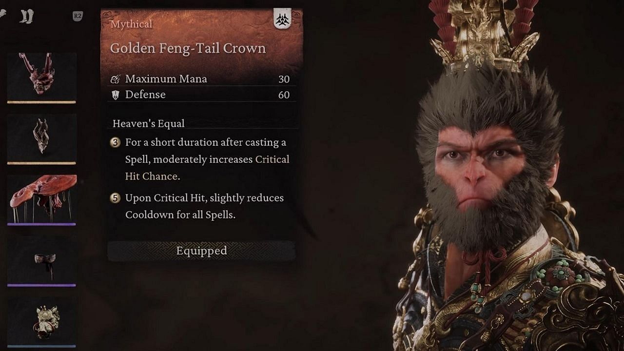 The Monkey King armor set in Black Myth Wukong(Image via Game Science)