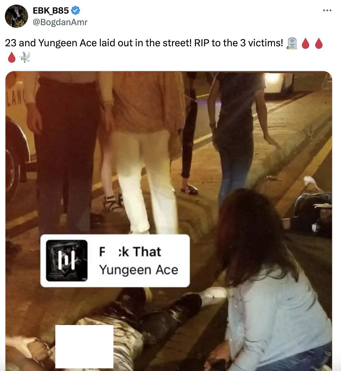 The X post claiming rapper Yungeen has died. (Image via X)