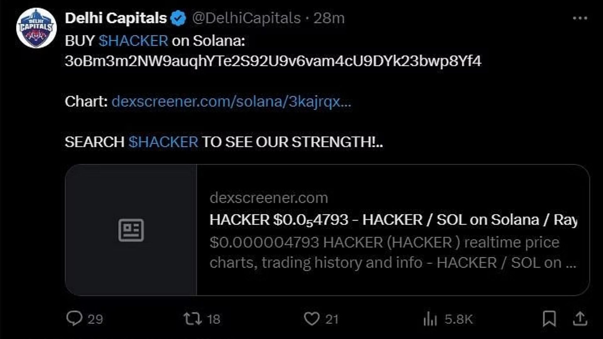 A second tweet from the account (Image Credits: Delhi Capitals on X)