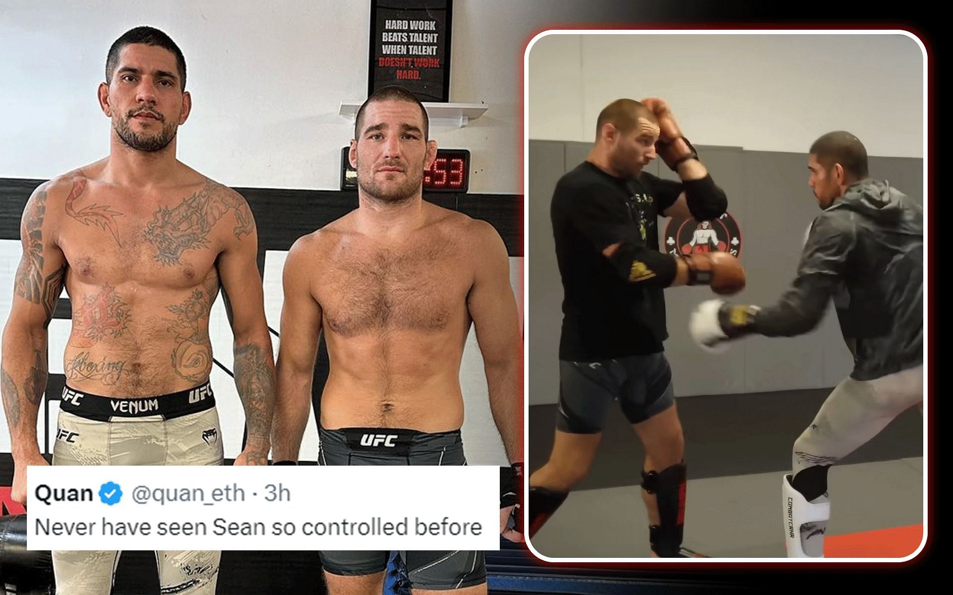 Fans react to Alex Pereira (left) training with Sean Strickland (center). [Images courtesy: @alexpoatanpereira on Instagram and YouTube]