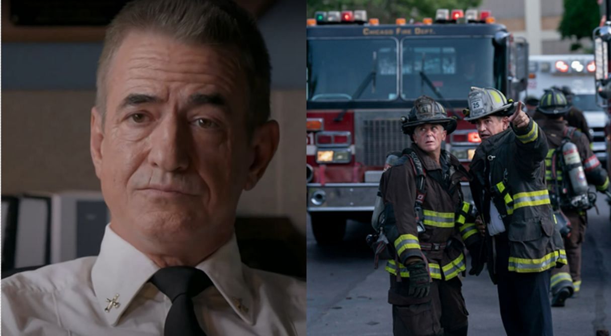 Wallace Boden is the new Battalion Chief in Chicago Fire season 13. (Image via Instagram/@dermotmulroney and YouTube/@tvpromos)