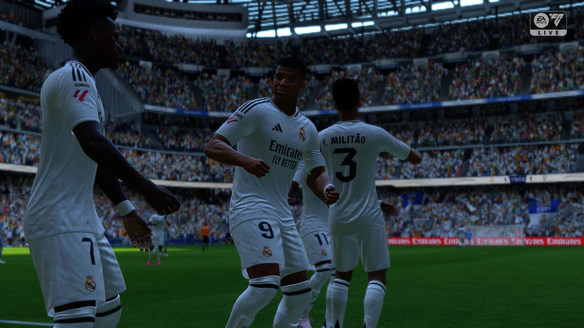 Real Madrid players doing the Dance &amp; Spin celebration in EA FC 25 (Image via EA Sports)