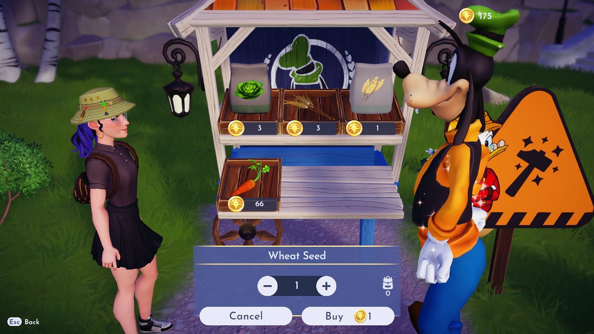 Goofy&#039;s Stall sells Wheat Seeds (Image via Gameloft)