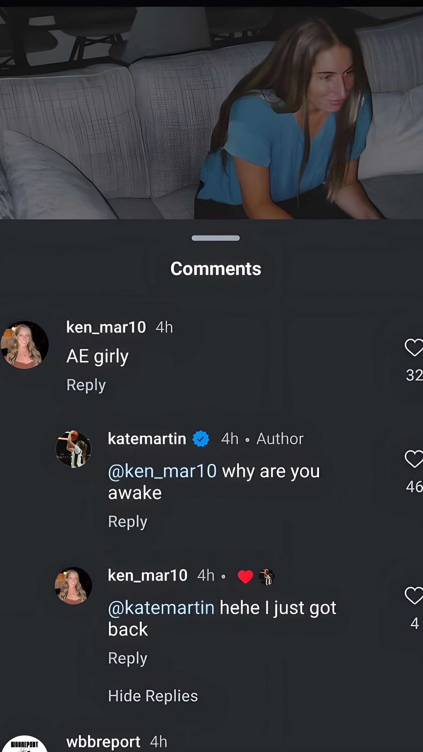 Kate and Kennedy Martin&#039;s conversation on her IG post