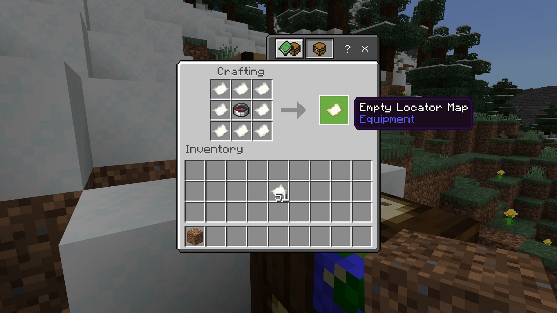 Crafting locator map on a crafting table (Image via Mojang)