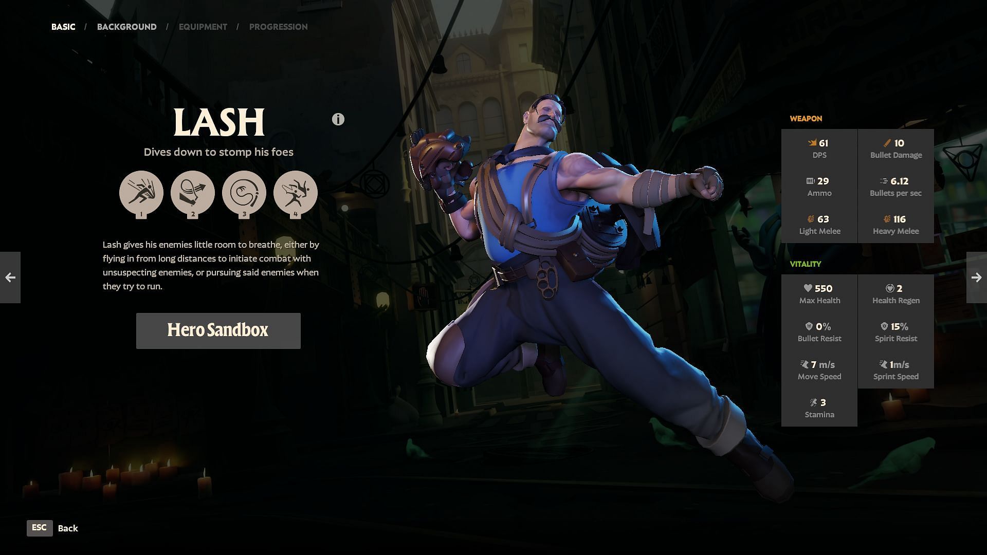 Lash in-game stats (Image via Valve)