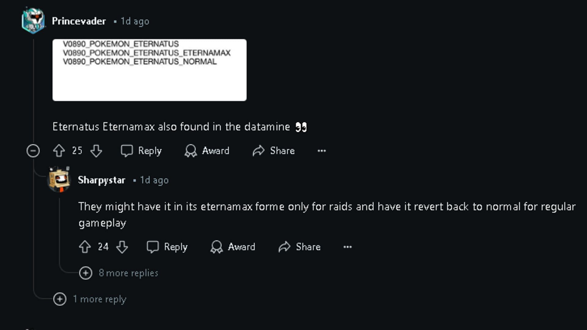 Some players have noticed Eternamax Eternatus in Pokemon GO&#039;s files (Image via Reddit)