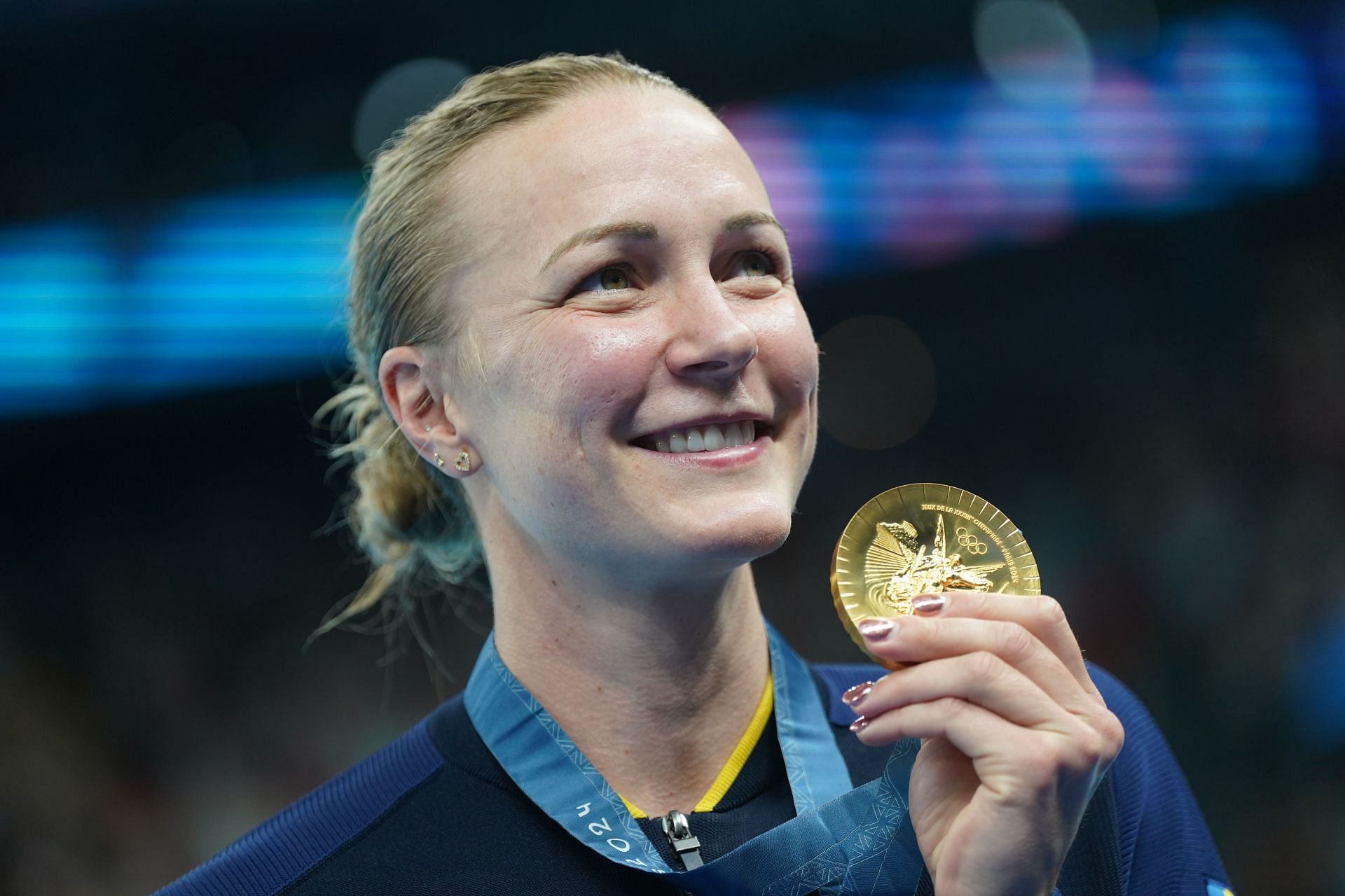 Sarah Sjostrom with the gold medal on the ninth day of Paris Olympics 2024 (Image via Getty)