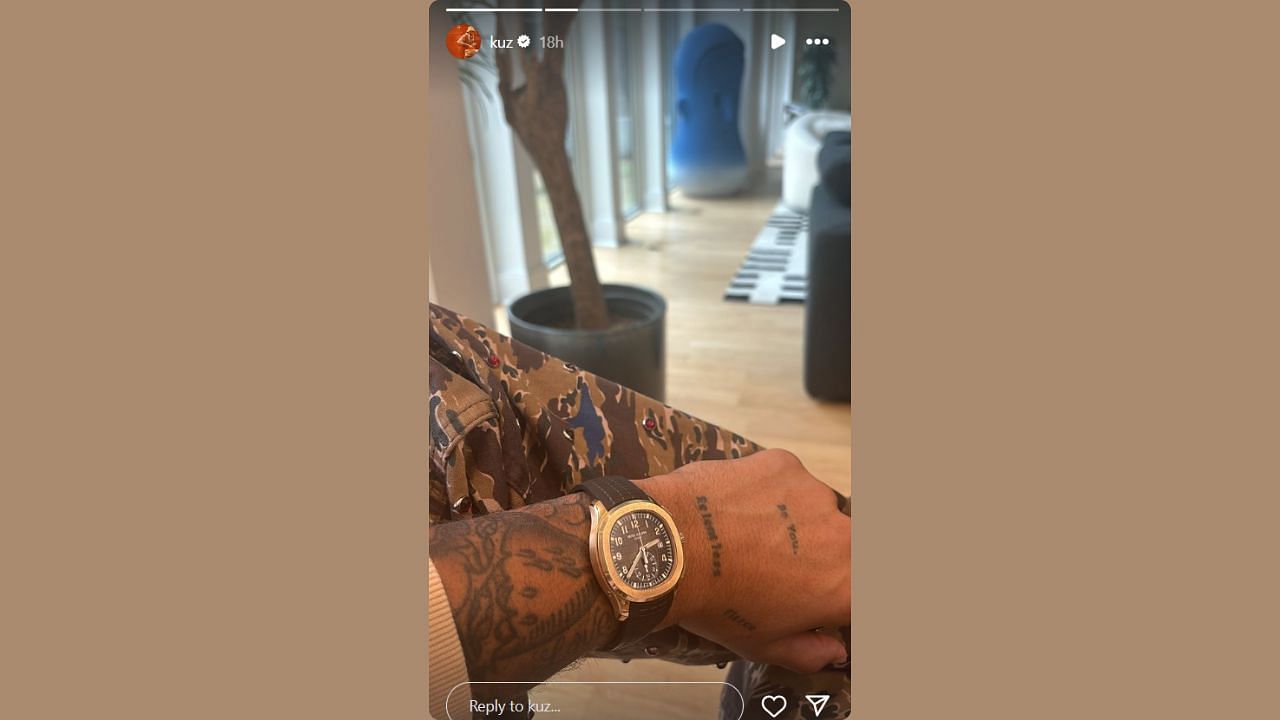 Kyle Kuzma flexes his watch on IG story. (Credits: @kuz/Instagram)