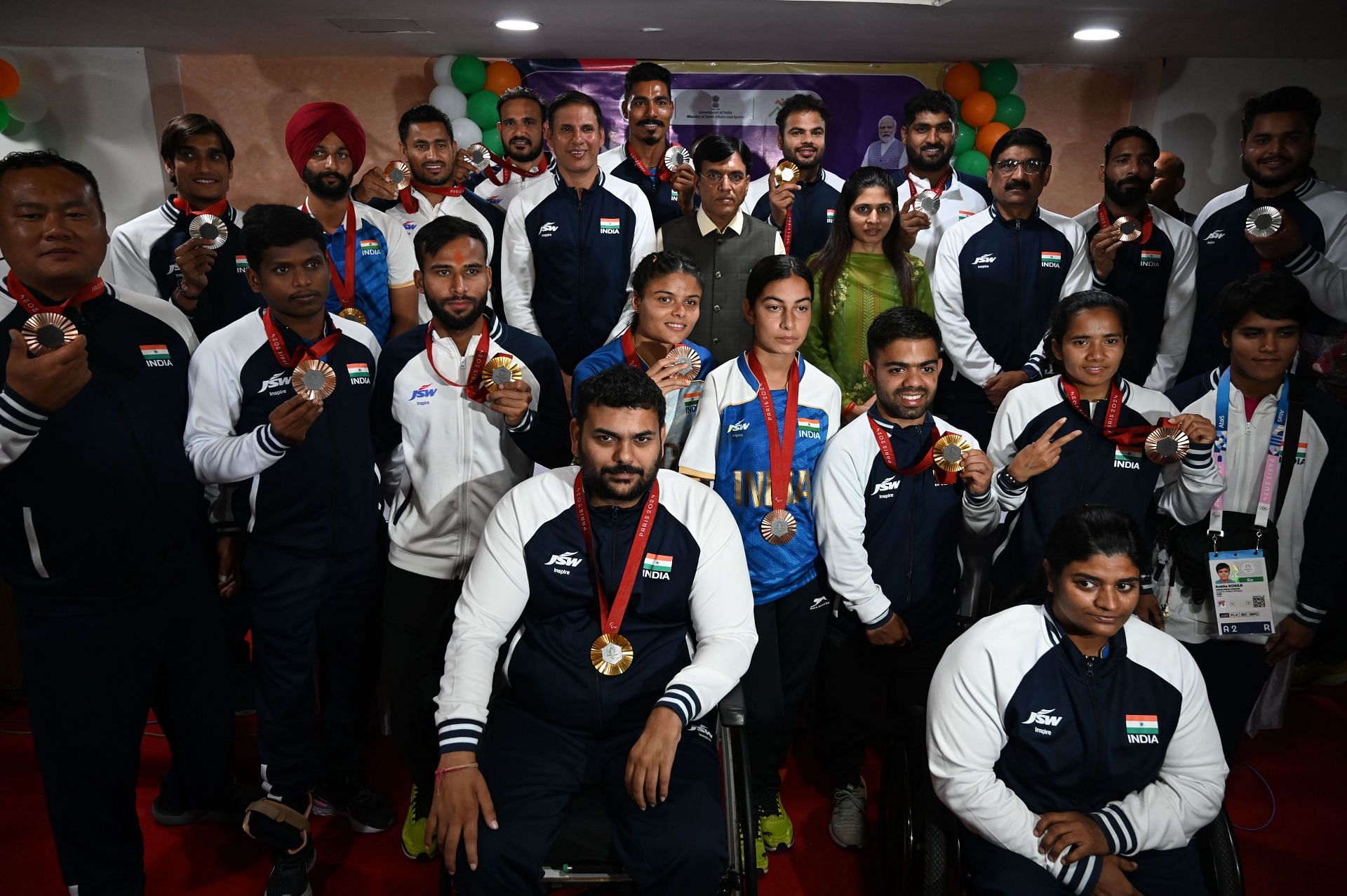 Union Sports Minister Mansukh L Mandaviya Felicitates Indian Athletes Of Paris Paralympics 2024 - Source: Getty